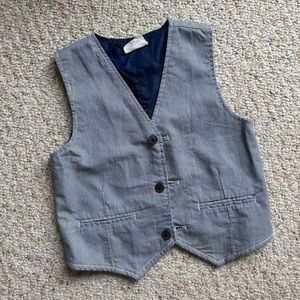 Boys Blue Striped Vest with Buttons